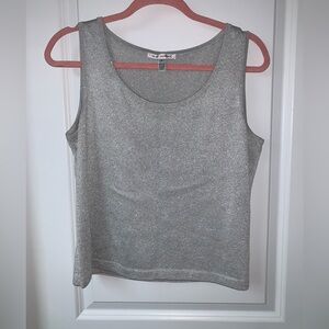 St. John platinum silver metallic shimmer sleeveless tank